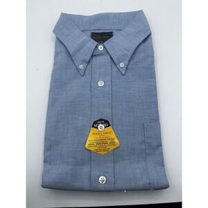Vintage Sears Perma-Prest Oxford‎ Button Up Shirt Mens 17 XL Blue Deadstock NOS